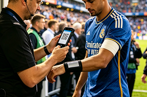 Smartphone contactless tap representing NFC one-tap access for tactical wristbands